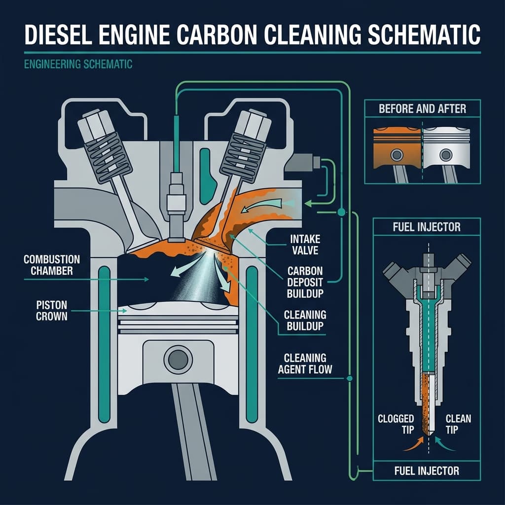 Carbon Engine Cleaning schematic illustration