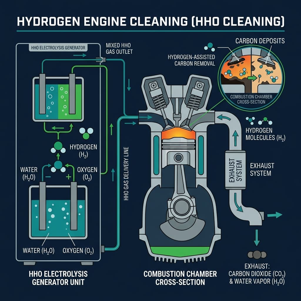 Hydrogen Engine Cleaning schematic illustration